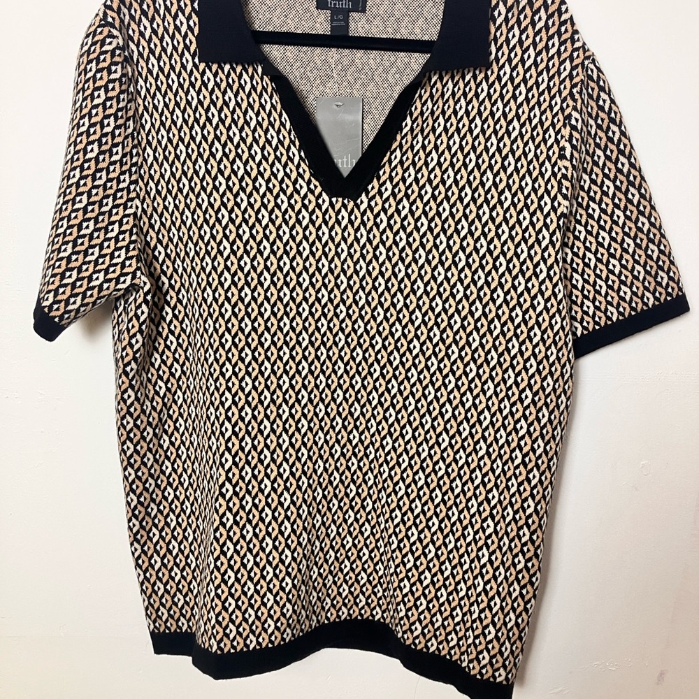 Truth Black and Cream V-Neck Sweater